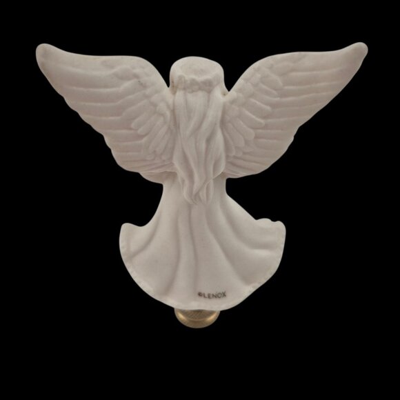 Lenox Angel Lamp Finial Matte Bisque Porcelain Gold Star Vintage Christmas Decor - Picture 9 of 10